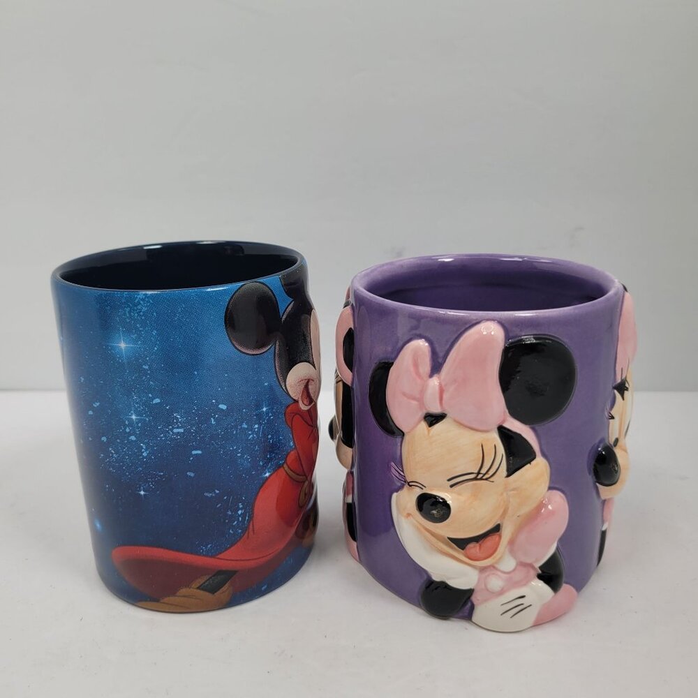 Disney World 2017 Mickey & Minnie Mouse 3D Ceramic Mugs Set Of 2 - Picture 3 of 9